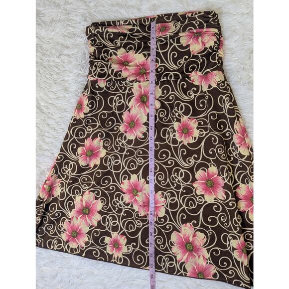 Vintage Y2K Floral A-Line Skirt Brown Pink Swirl 2000s Indie Boho Fairycore - Picture 8 of 12